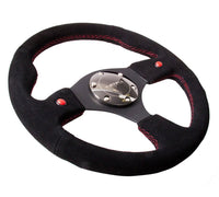 NRG Reinforced Steering Wheel (320mm) Blk Suede w/Dual Buttons - My Store