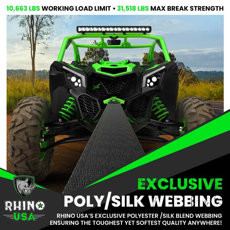 Rhino USA Recovery Tow Strap 3Inx20Ft (Black) - My Store