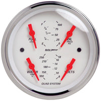Autometer Arctic White 3 - 3/8in Quad Gauge 100 PSI/100 - 250 Deg F / 8 - 18V / 240 - 33 Ohm - My Store