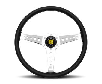 compare product Momo California Steering Wheel 360 mm - Black Leather/White Stitch/Polished Spokes