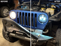 Raxiom 97 - 18 Jeep Wrangler TJ/JK Axial Series LED Daymaker Headlights - Black Housing (Clear Lens) - My Store