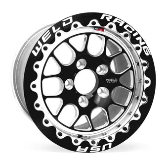 compare product Weld S77 15x10.33 / 5x4.5 BP / 6.5in. BS Black Wheel (Medium Pad) - Black Single Beadlock MT