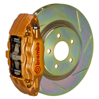 compare product Brembo 15-21 WRX (VA) Front GT BBK 4 Piston Cast 2pc 326 x30 1pc Rotor Slotted Type-1 - Gold