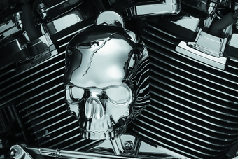 compare product Kuryakyn Skull Horn Cover 17-Up With Waterfall Style Horn Chrome