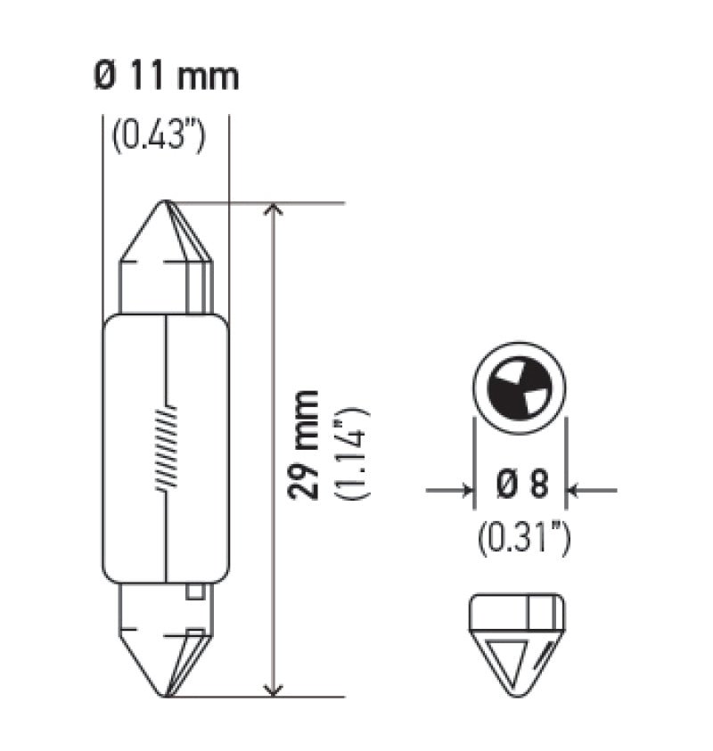 Hella Bulb 6428 12V 3W SV7 - 8 T2.25 8x28mm - My Store