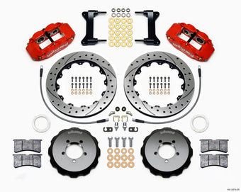 compare product Wilwood Narrow Superlite 6R Front Hat Kit 13.06in Drilled Red 1999-2012 Subaru WRX w/Lines