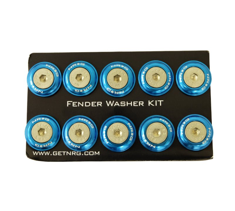 NRG Fender Washer Kit w/Rivets For Plastic (Blue) - Set of 10 - My Store