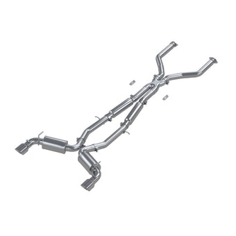 compare product MBRP 17+ Infiniti Q60 3.0L RWD/AWD 3in Cat-Back Dual Split Rear Street Version w/4.5in OD Tips -T304