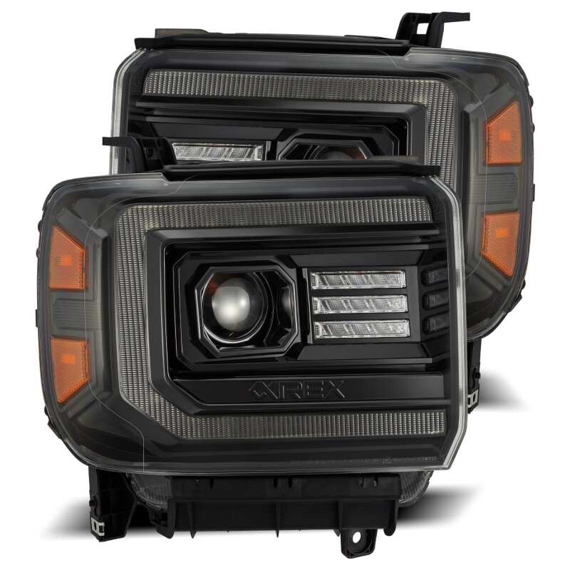 AlphaRex 14 - 18 GMC Sierra PRO - Series Proj Headlights Plank Alpha Blk w/Activ Light/Seq Signal/DRL - My Store