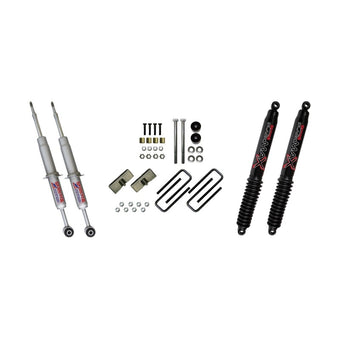 compare product Skyjacker 3in Performance Struts & Rear Blocks U-bolts w/ Black MAX Shocks