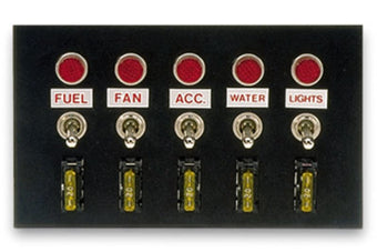 compare product Moroso Toggle Switch Panel - Accessory - 4in x 6.75in - Five On/Off Switches