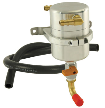 compare product Moroso Universal Air/Oil Separator Catch Can - Large Body - 90 Degree Inlet/Outlet Fittings