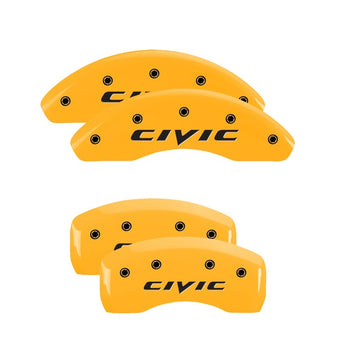 compare product MGP 4 Caliper Covers Engraved Front & Rear MGP Yellow Finish Black Char 2017 Honda Civic