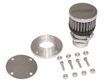 compare product Moroso Non-Weld Valve Cover Breather Kit - Chrome Finish