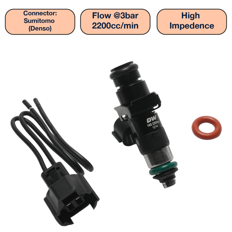 DeatschWerks Universal 2200cc Single Fuel Injector / 48mm Length / 14mm O - Ring Seals - My Store