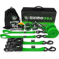 Rhino USA Heavy Duty Ratchet Tie - Downs 2 - Pack (Green) 1.6In X 8Ft - My Store