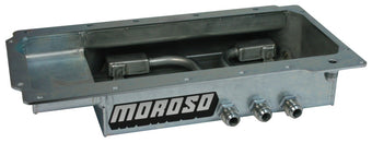 compare product Moroso GM LS (w/Three Left Side Pick Ups) Fabricated Dry Sump 4in Steel Oil Pan