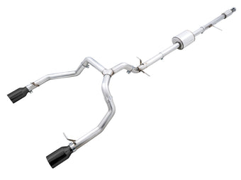compare product AWE Tuning 4th Gen GM 1500 5.3L 0FG Cat-Back Split Rear Exit (Flat Bumper) - Dual Diamond Tips