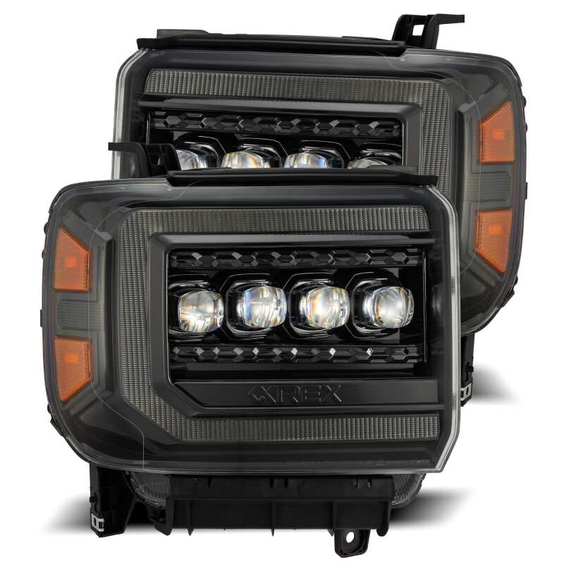AlphaRex 14 - 18 GMC Sierra NOVA LED Proj Headlights Plnk Style Alpha Blk w/Activ Light/Seq Signal/DRL - My Store