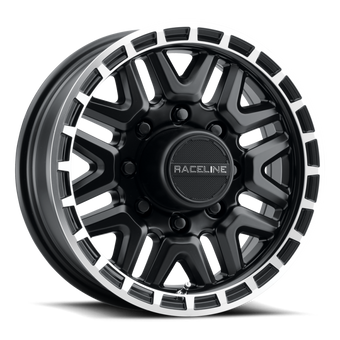 compare product Raceline 953BM Krank 16x6in / 8x165.1 BP / 0mm Offset / 4.90mm Bore - Black & Machined Wheel