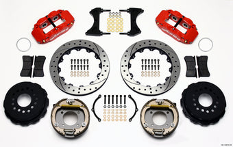 compare product Wilwood Narrow Superlite 4R Rear P-Brk Kit 12.88in Drill Red Chevy 12 Bolt w/ C-Clips