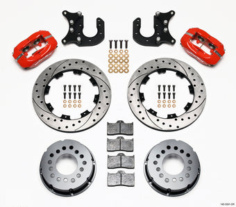 compare product Wilwood Forged Dynalite P/S Rear Kit Drilled Red Mopar/Dana 2.36in Off w/Snap Ring Bearing