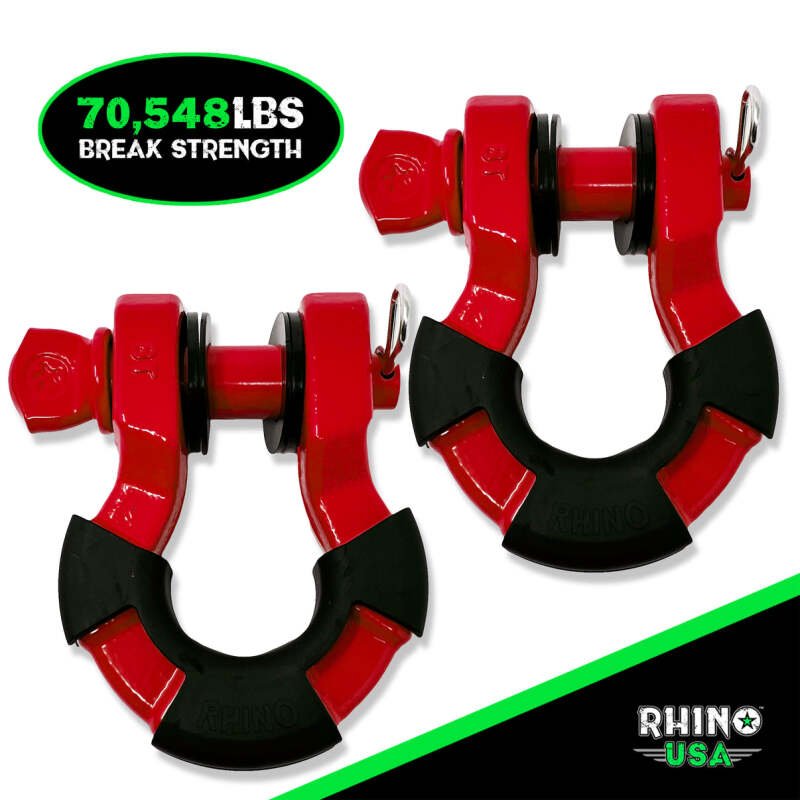 Rhino USA 8T Super Shackle 2 - Pack (Red) - My Store
