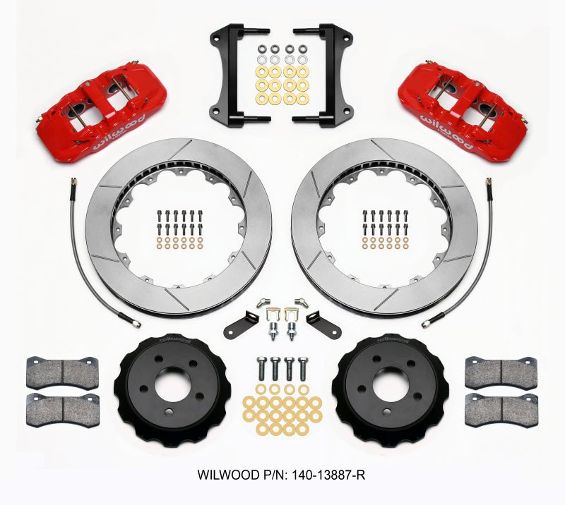 Wilwood AERO6 Front Hat Kit 15.00 Red 15 - 23 Mustang w/Lines - My Store