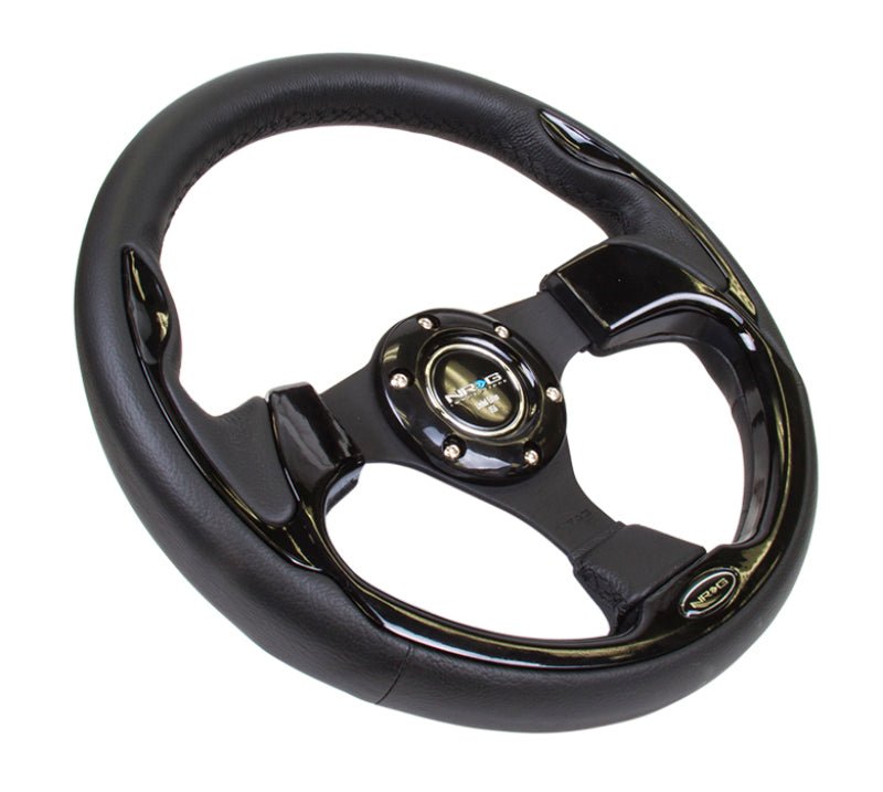 NRG Reinforced Steering Wheel (320mm) Blk w/Gloss Black Trim - My Store