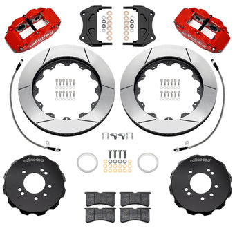 compare product Wilwood 99-02 Nissan Skyline Superlite 6R Front BBK w/ 14in Slotted Rotors & Flexlines - Red