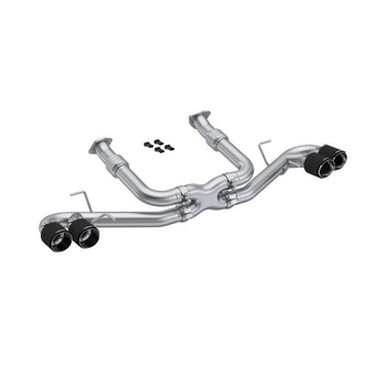 compare product MBRP 20-23 Chevrolet Corvette C8 3in Cat Back Quad Split Rear Exit w/ Carbon Fiber Tips - T304