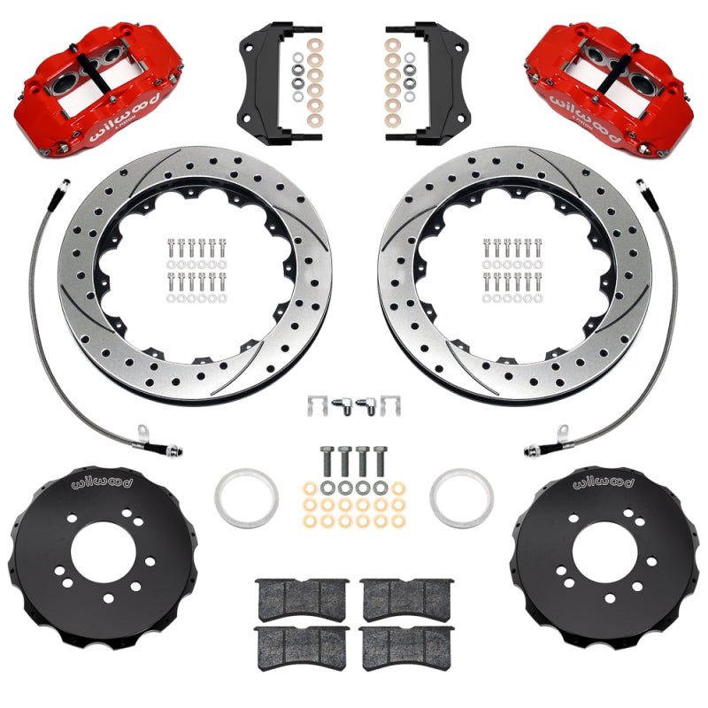 Wilwood 99 - 02 Nissan Skyline Superlite 6R Front BBK w/ 12.88in Slotted Rotors & Flexlines - Red - My Store