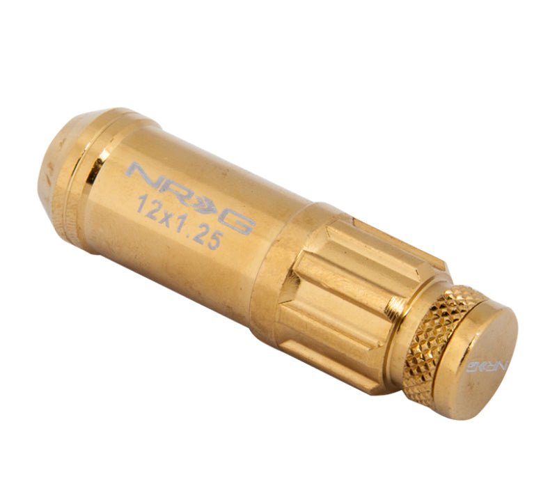 NRG 700 Series M12 X 1.25 Steel Lug Nut w/Dust Cap Cover Set 21 Pc w/Locks & Socket - Chrome Gold - My Store