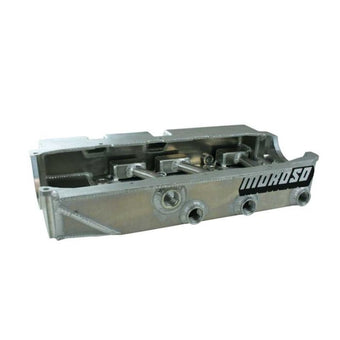 compare product Moroso Small Block Chevy Asphalt Late Model Dry Sump 4.25in (w/3 Pick Ups) Aluminum Oil Pan
