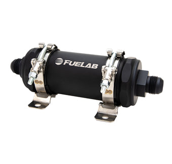 compare product Fuelab PRO Series In-Line Fuel Filter (10gpm) -12AN In/-12AN Out 100 Micron Stainless - Matte Black