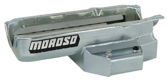 compare product Moroso 86-Up Chevrolet Small Block (w/1 Piece Rear Main Seal) Wet Sump 6qt 6.5in Steel Oil Pan