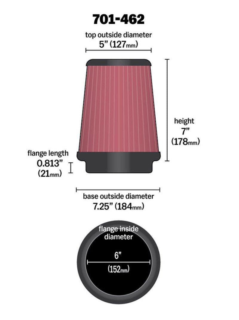 Airaid Universal Air Filter - Cone 6 x 7 - 1/4 x 5 x 7 - My Store