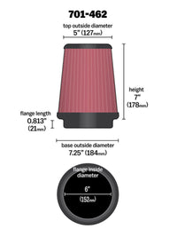 Airaid Universal Air Filter - Cone 6 x 7 - 1/4 x 5 x 7 - My Store